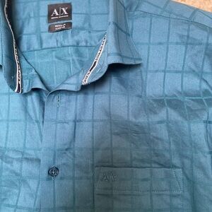 Armani Exchange Teal Windowpane Button-Up Shirt
